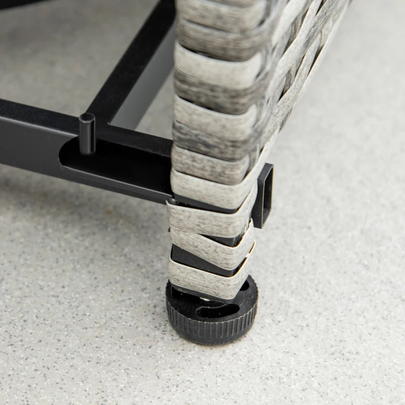 Outdoor PE Rattan Gas Fire Pit Table - 40,000 BTU Square Propane Heater with Rain Cover, Mesh Lid & Lava Stone - Mixed Grey