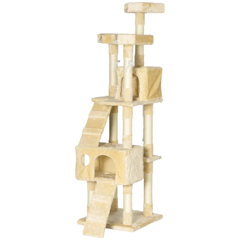 Deluxe Cat Tree Scratching House - Multi-Level Activity Play Centre for Cats with Cozy Hideouts and Scratching Posts