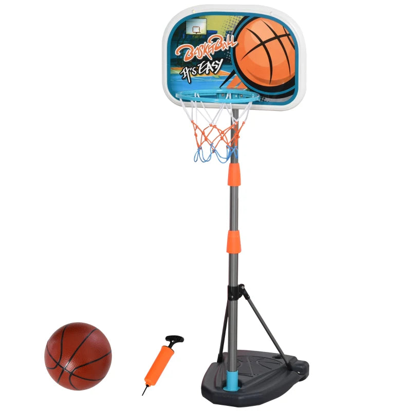 Adjustable Kids Basketball Hoop Portable Stand Set with Ball Pump and Netting Backboard