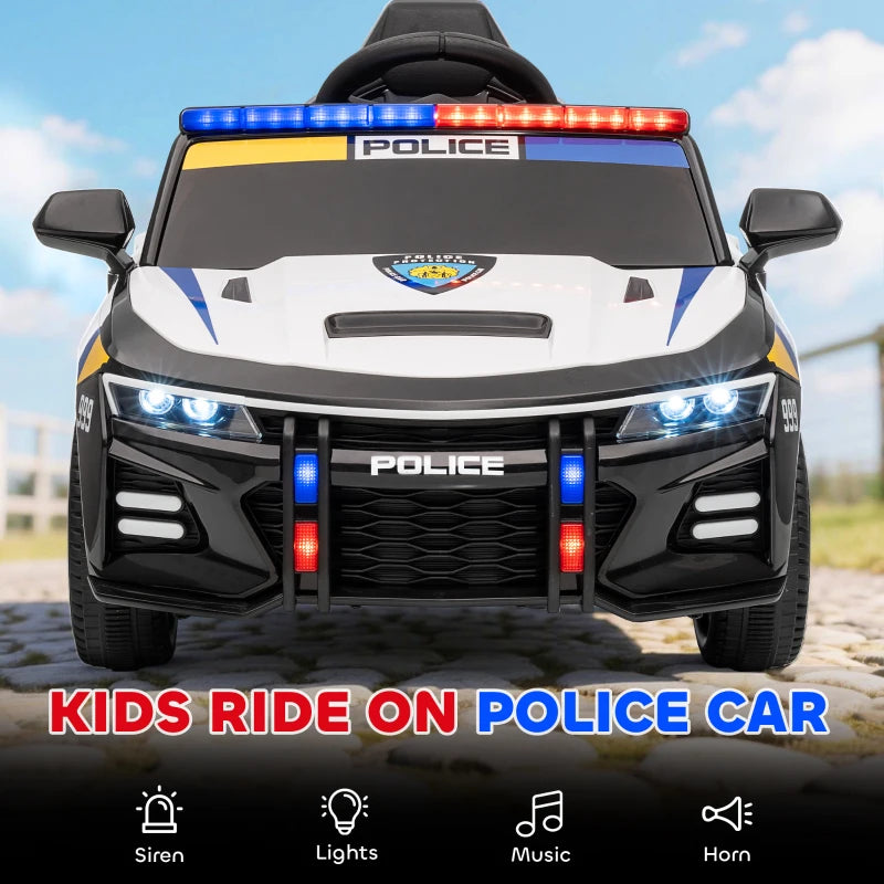 Kids Electric Police Car Ride On with Remote Control Music Lights for Ages 3-5