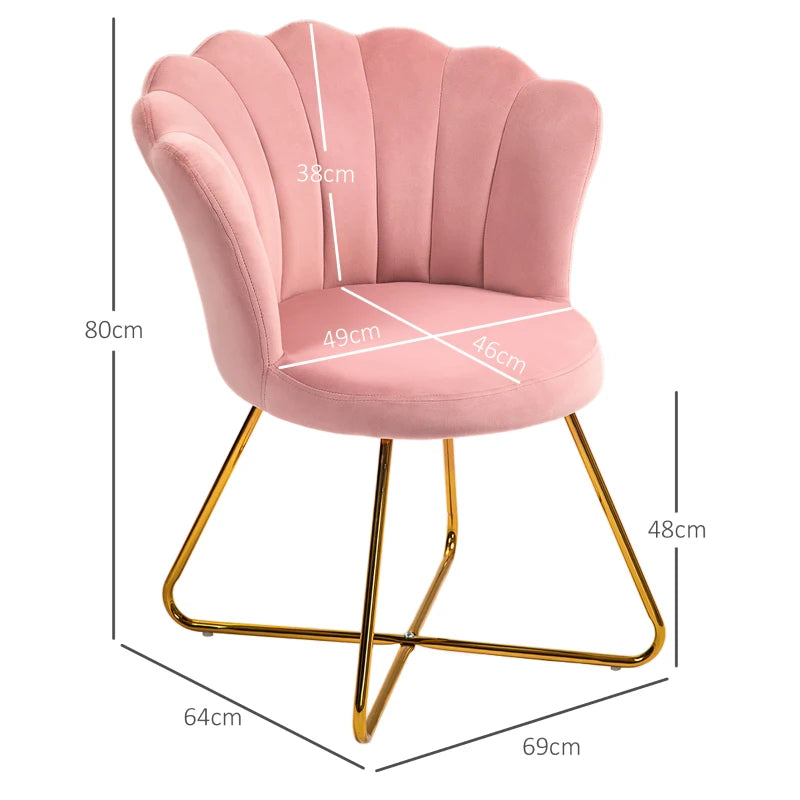 Velvet-Feel Lotus Petal Accent Chair in Pink - Stylish and Comfortable Seating for Your Home