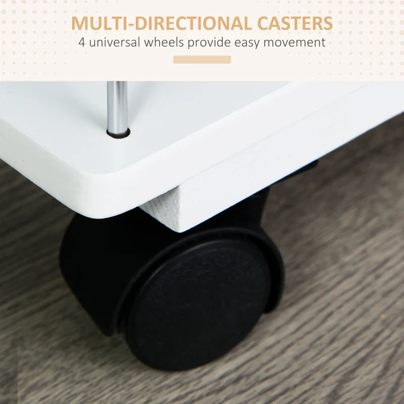 Rolling Kitchen Cart with 4 Basket Drawers & Side Racks - Utility Storage on Wheels for Dining Room - Natural & White