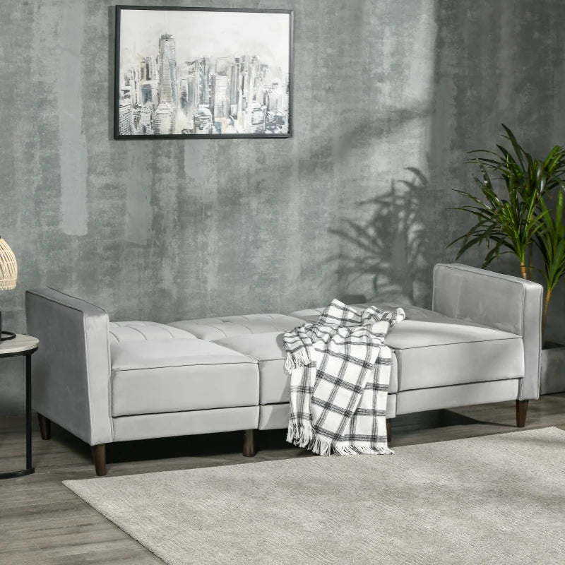 Light Grey L-Shaped Sofa Bed Set with Footstool – Stylish Corner Sofa for Modern Living Rooms