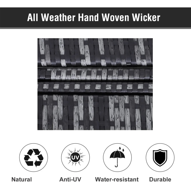 Grey Rattan Double Chaise Lounger with Cushion