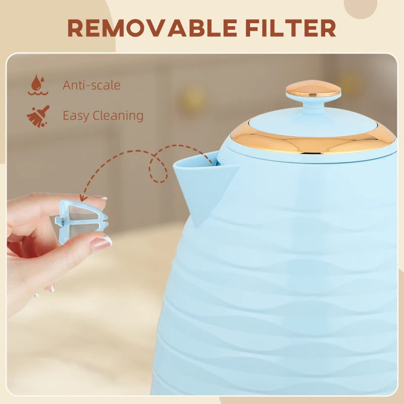 3kW Rapid Boil Light Blue Honeycomb Kettle - Stylish Electric Tea Kettle for Fast Boiling and Modern Kitchen Decor