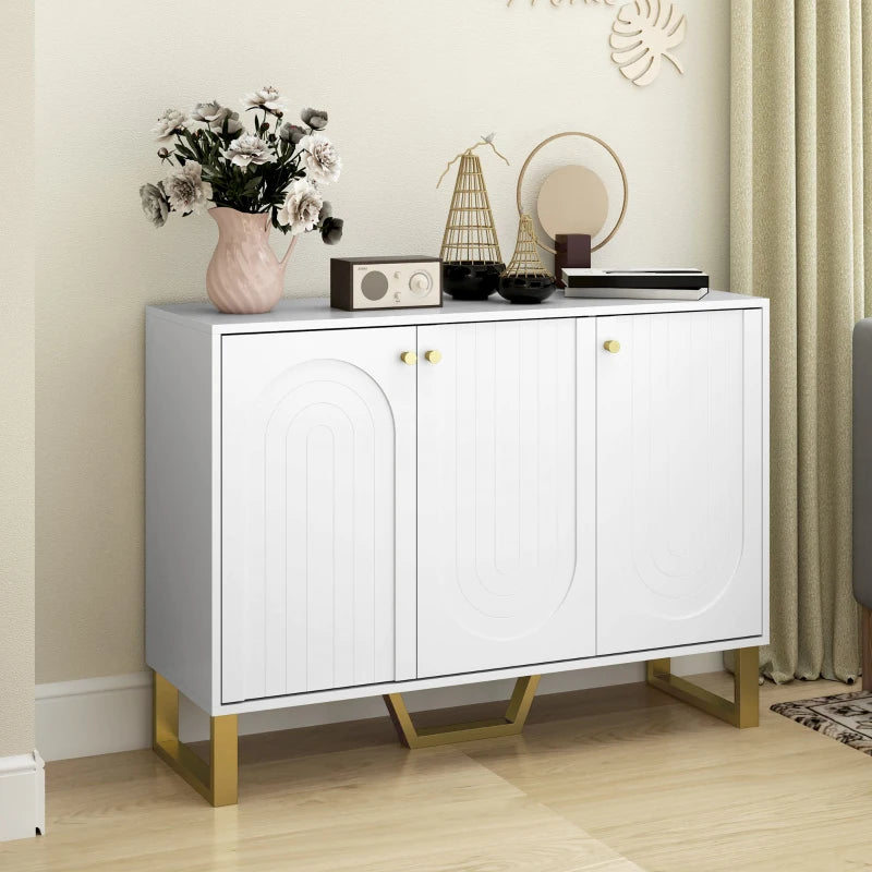 Modern 3-Door White Sideboard Storage Cabinet - Stylish Home Furniture for Living Room, Dining Room, or Entryway