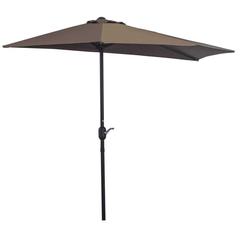 Brown 2.7m Half Balcony Parasol with 5 Steel Ribs