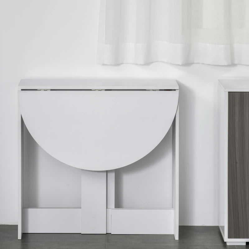 Space-Saving Drop Leaf Folding Dining Table for Small Spaces - Ideal for Kitchen & Dining Room - Elegant White Finish