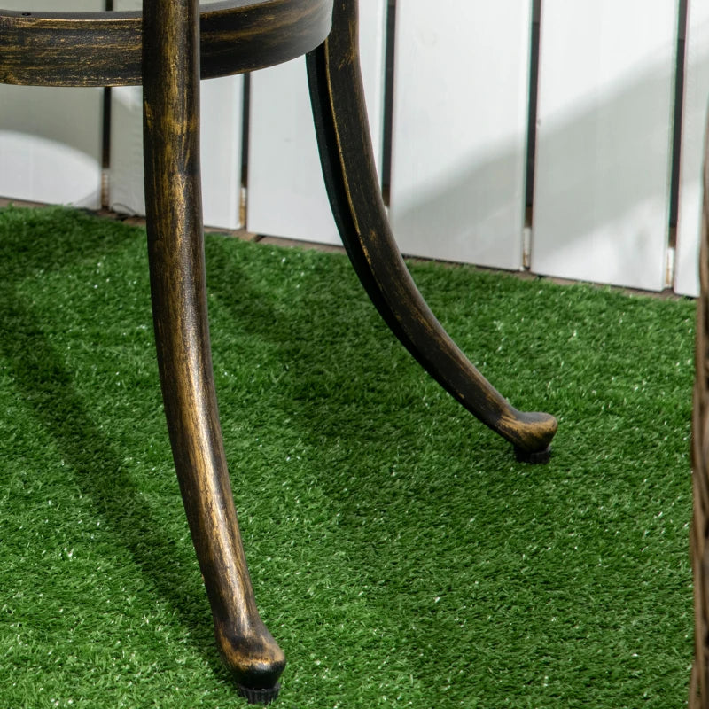 Bronze Round Industrial Side Table with Hollow Top - Patio, Garden, Balcony