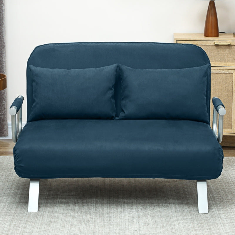 Navy Blue Two-Seater Click-Clack Sofa Bed for Stylish Living Spaces