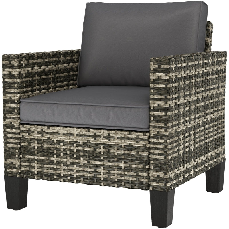 Light Grey Rattan Armchair with Cushions - Single Size