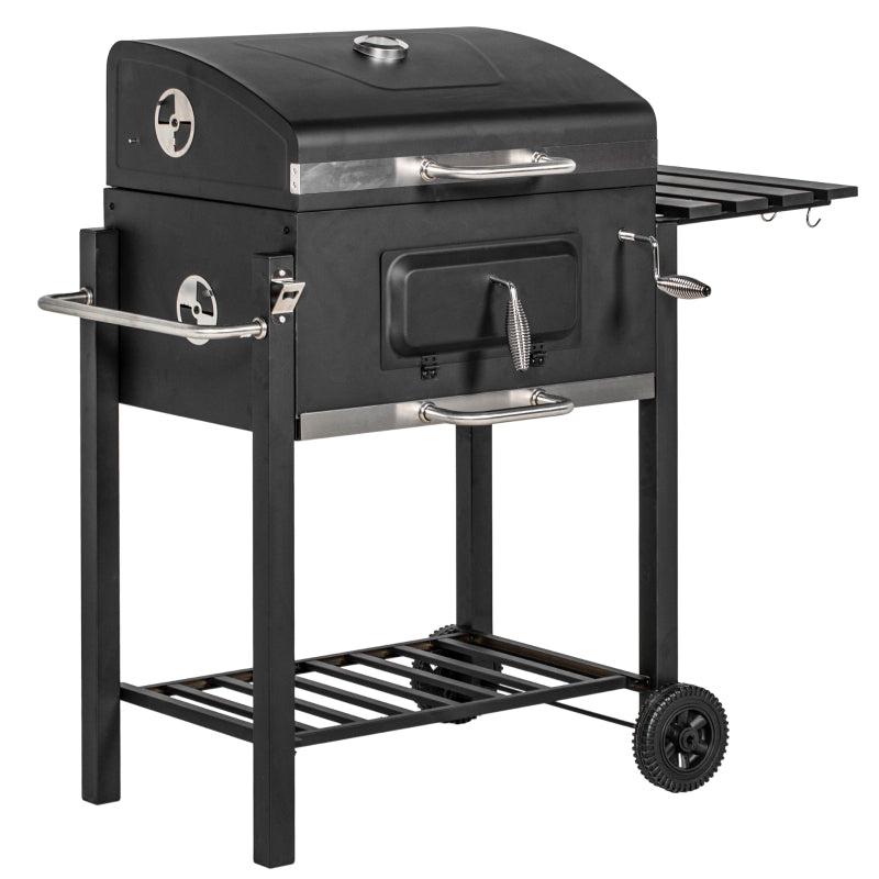 Adjustable Charcoal Grill with Height-Adjustable Coal Pan - Black