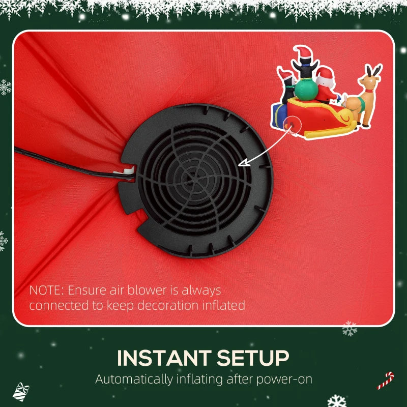 6ft Inflatable Santa Sleigh Decoration with Accessories - Perfect Holiday Outdoor Christmas Yard Decor