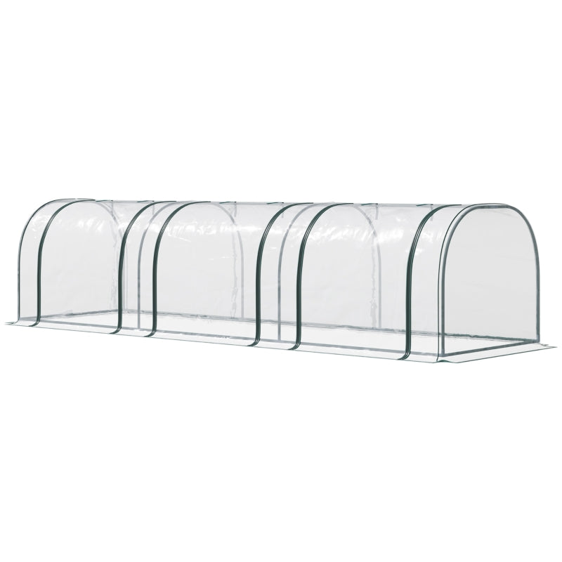 Green PVC Tunnel Plant Grow House with Zipper Doors, 350x100x80 cm
