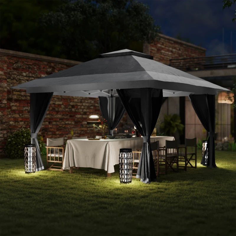 Durable 3.6 x 3.6m Grey Pop-Up Gazebo with Accessories