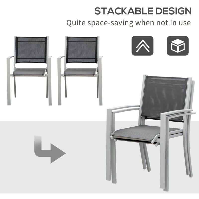 Steel Frame Outdoor Dining Chairs Set of 2 - Grey/Black