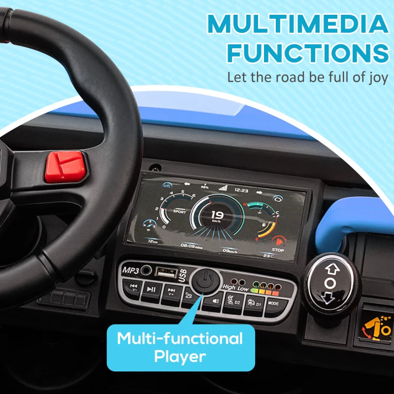 Blue 12V Electric Ride-On Car for Kids with Remote Control and Bucket Seat