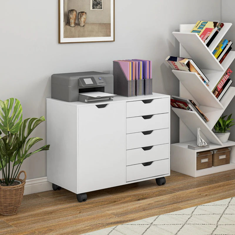 Multi-Storage Mobile Office Storage Cabinet - White | Versatile, Space-Saving Organizer for Home & Office Use