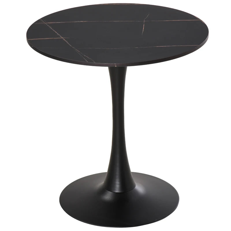 Modern Round Dining Table - Stylish Bistro Table with Metal Base for Kitchen & Dining Room - Black Finish