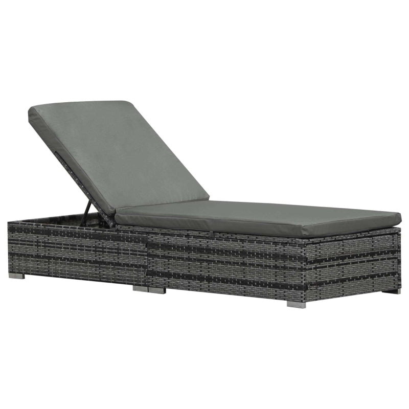 Grey Rattan Outdoor Reclining Sun Lounger