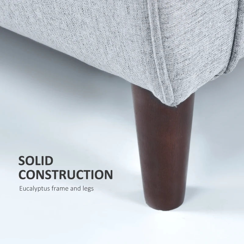 Modern 2 Seater Fabric Sofa with Spring Cushions and Wooden Legs, Tufted Love Seat for Living Room, Light Grey