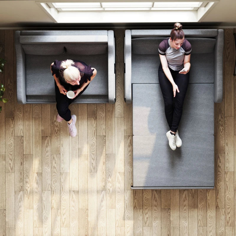 Grey Two-Seater Pull-Out Sofa Bed for Compact Living Spaces