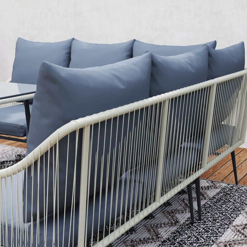 6-Piece Grey Rattan Garden Sofa Set - Strong and Durable Outdoor Furniture