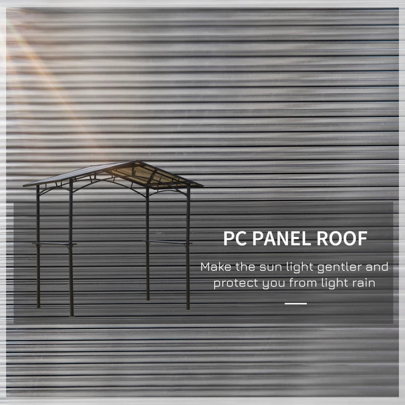 8x5ft Outdoor BBQ Gazebo Tent with Hardtop Roof - Charcoal Grey