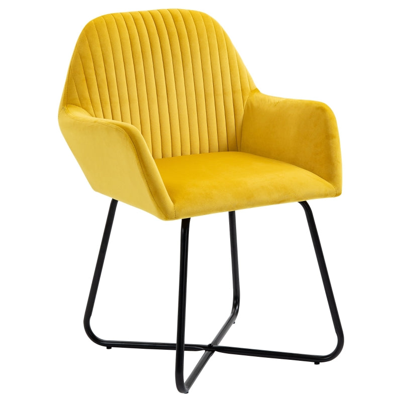 Modern Upholstered Accent Chair with Metal Base for Living Room in Yellow - Stylish Armchair for Home Decor