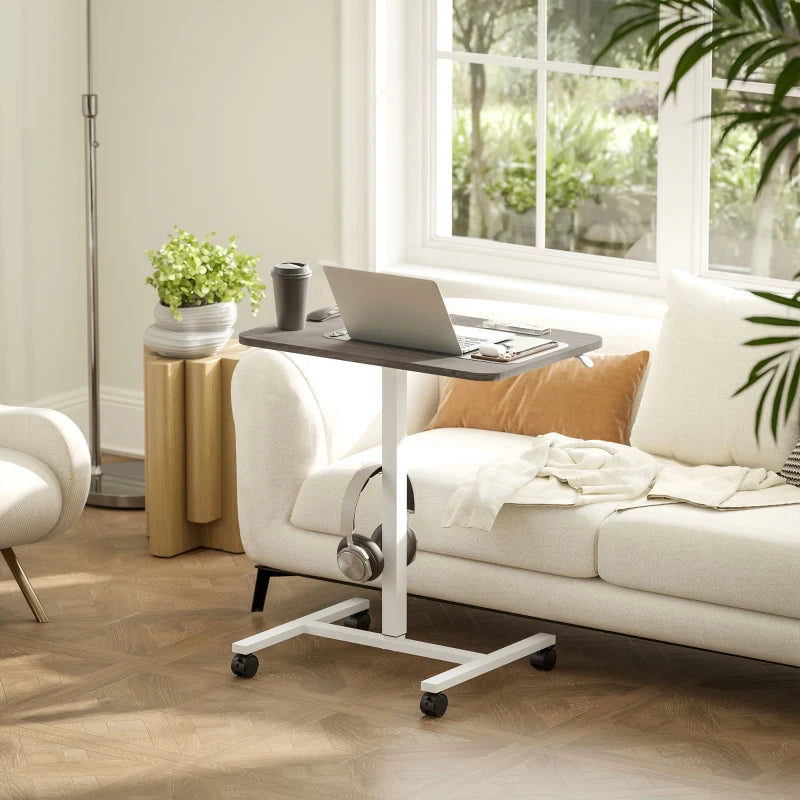 Adjustable Sit-To-Stand Desk 75-115cm - Manual Height Control, Modern White/Grey Finish for Home Office Ergonomics