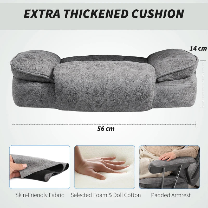 Leathaire Grey Reclining Office Chair with Lumbar Support Pillow - Ergonomic Comfort for Home & Office Use