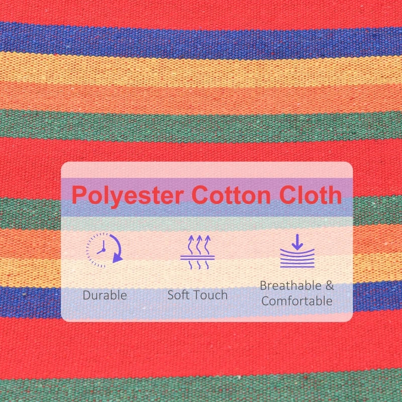 Portable Cotton Hammock Swing Chair with Headrest & Side Pocket - Blue