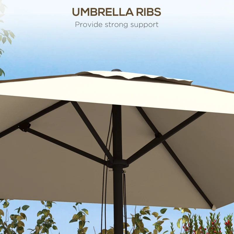 Square Beige/Brown Canopy Parasol with Contrast Piping - 215cm