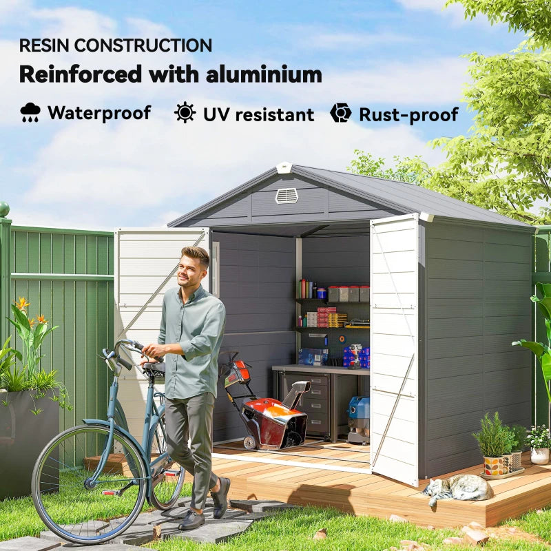 7.9ft x 6.2ft Aluminium Frame and Plastic Wall Shed With Foundation