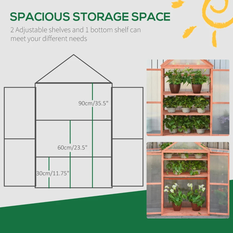 Orange Polycarbonate Garden Cold Frame Greenhouse with Adjustable Shelves