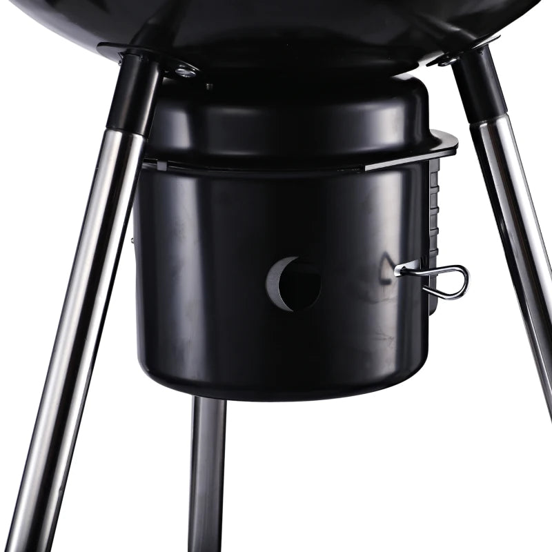 Black Steel Charcoal BBQ Grill with Wheels
