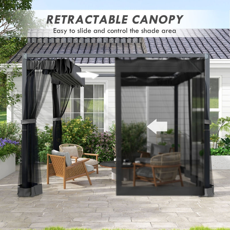Dark Grey 3m x 3m Retractable Pergola