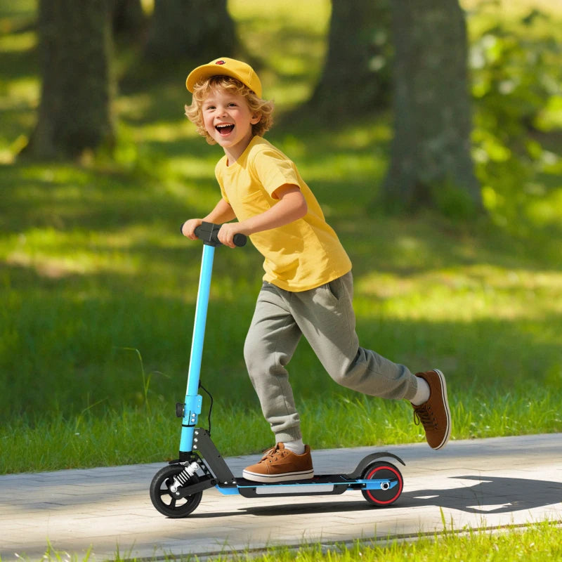 Folding Electric Scooter for Kids with Dual Brakes Front Suspension and LED Lights Blue
