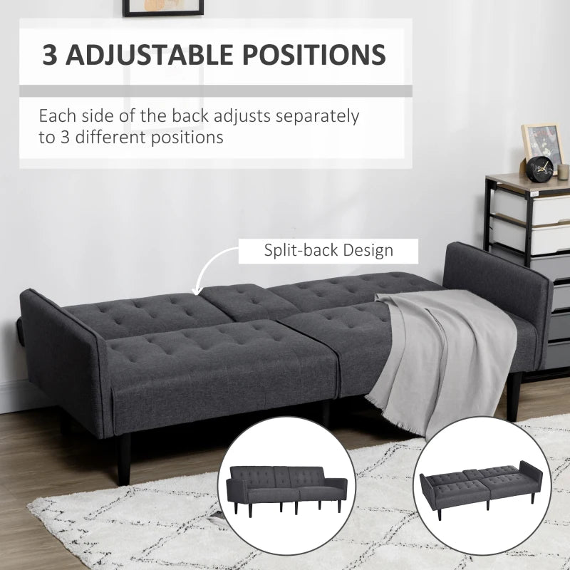 Grey Three-Seater Sofa Bed with Cupholders for Comfort and Style in Your Living Room