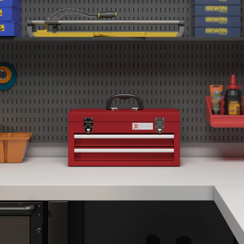 Lockable Metal Tool Box with Drawers