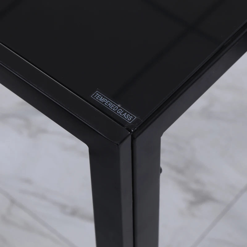 Modern Rectangular Glass Dining Table for 4 - Tempered Glass Top & Metal Legs for Kitchen & Living Room