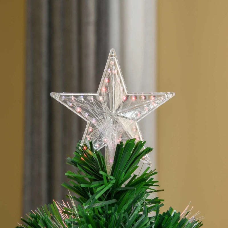 4FT Pre-Lit Fibre Optic Christmas Tree with Multi-Colour Lights & Tree Topper - Perfect Holiday Décor for Xmas