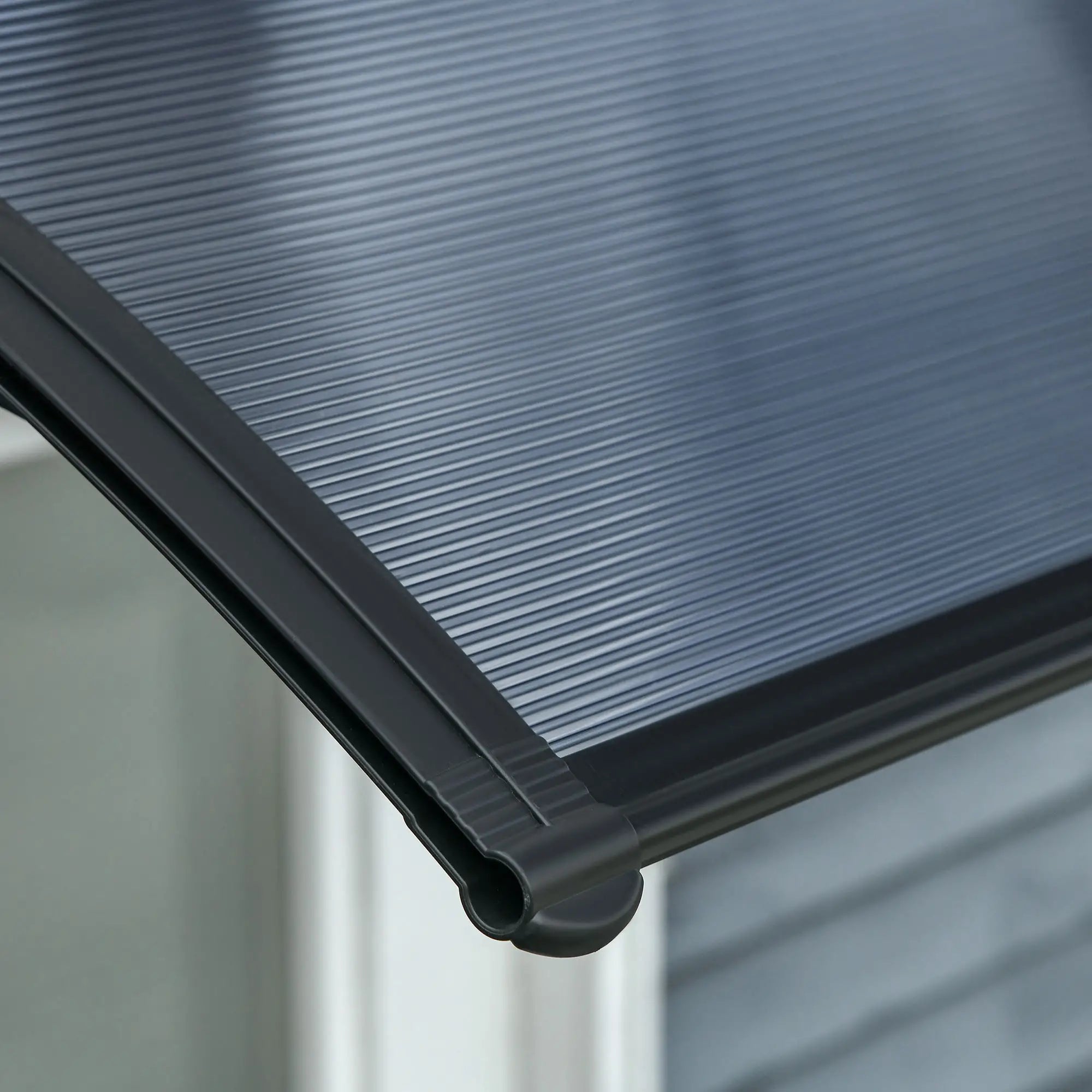 100 x 75cm Black Front/Back Door Canopy - Polycarbonate Rain Shelter - UV/Water/Rain Resistant