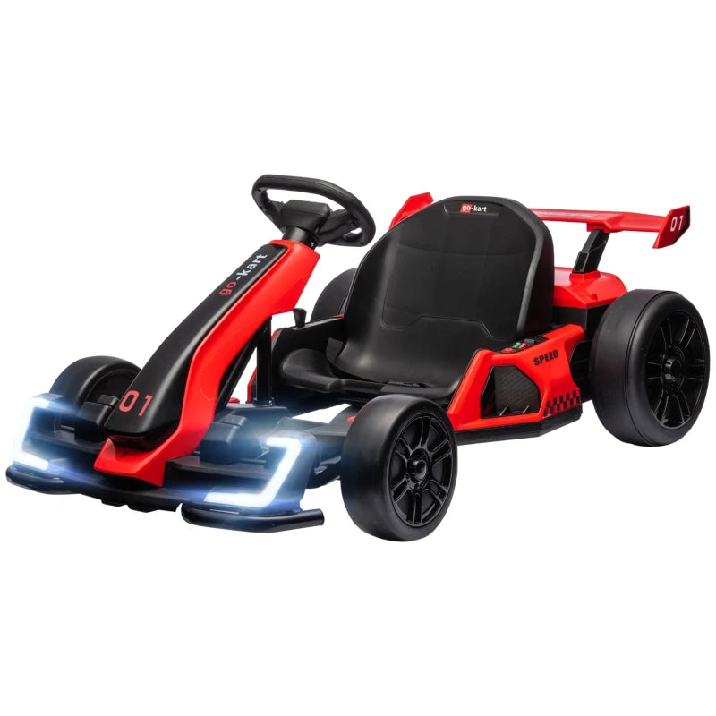 24V Electric Go Kart for Kids Adjustable Seat Fun Ride for Ages 6-12 Red