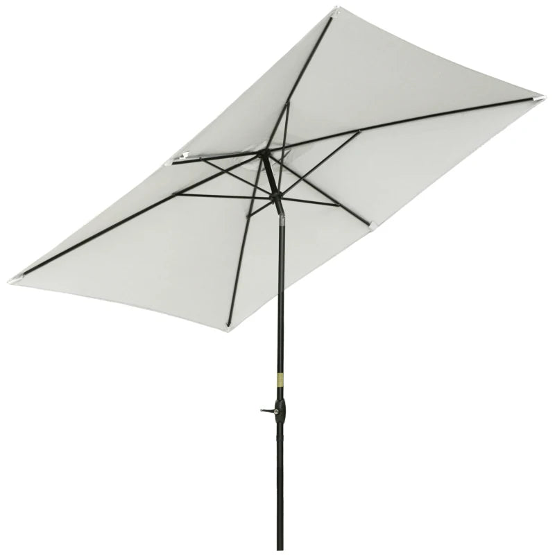 Cream White Rectangular Garden Parasol Umbrella with Crank & Tilt