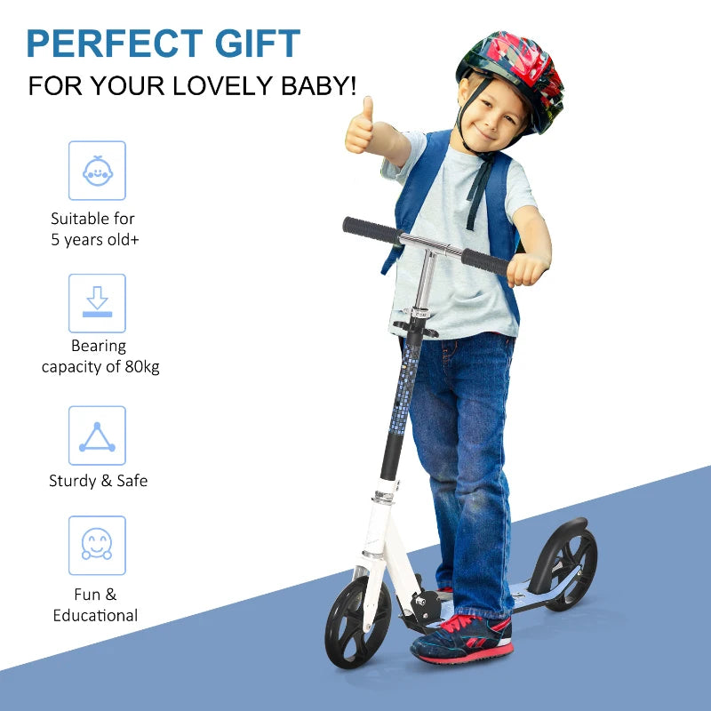 Folding Kids Kick Scooter - Blue Ride-On Toy for Boys and Girls, Adjustable Height, Lightweight and Portable