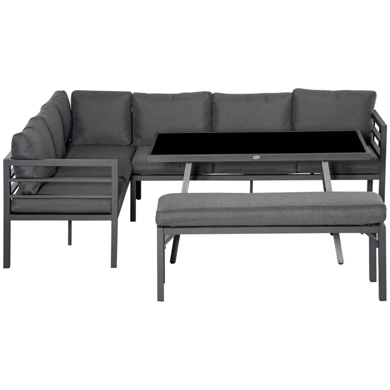 Grey Metal Outdoor Corner Sofa