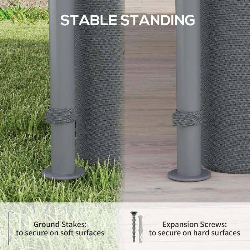 3 x 3 m Dark Grey Garden Gazebo with Double Roof, Curtains & Solar-Powered LED Lights - Outdoor Canopy Shelter for Patio & Deck