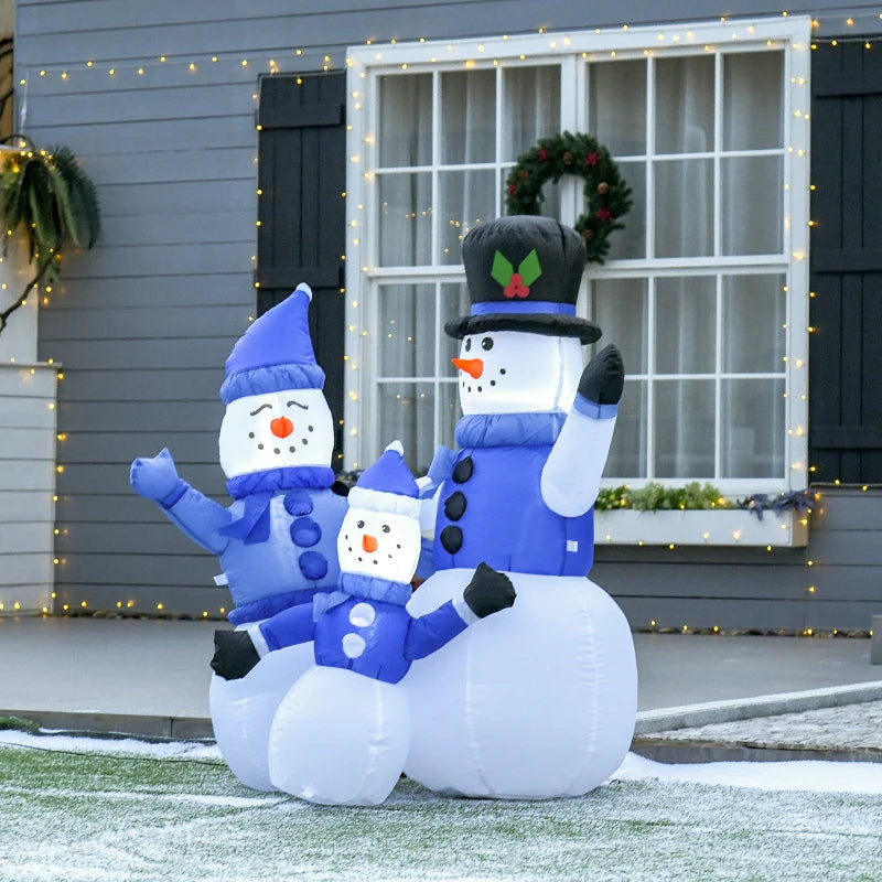 4ft Inflatable Christmas Snowmen Family - LED Holiday Yard Decorations for Indoor & Outdoor Festive Cheer