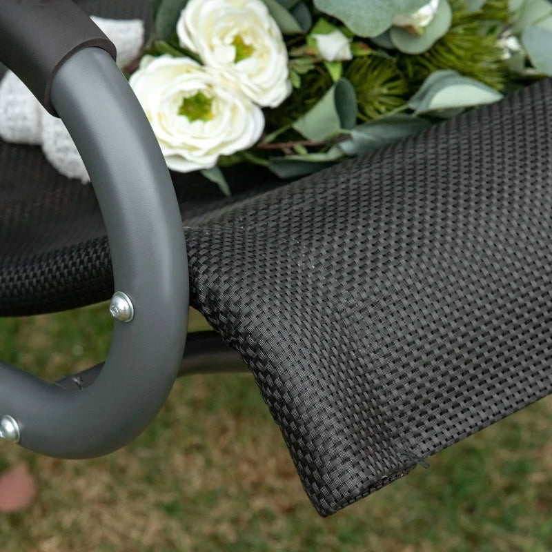 Beige Double Garden Swing Seat with Adjustable Canopy